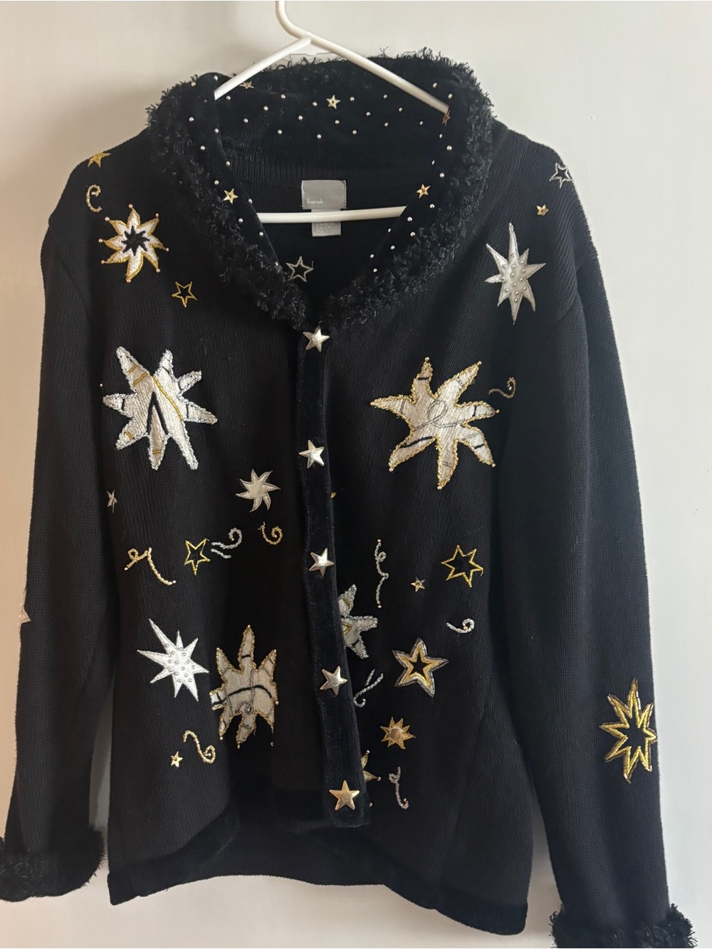 Ladies Black Embroidered Cardigan Jacket